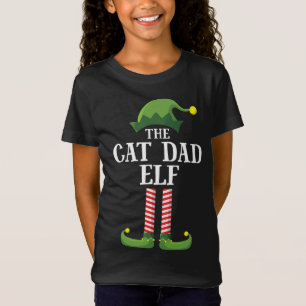 Cat Dad Elf Matching Family Christmas Party T-Shirt
