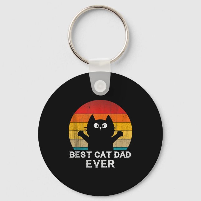 Cat Dad Ever - Funny Cats Tank Top  Key Ring (Front)
