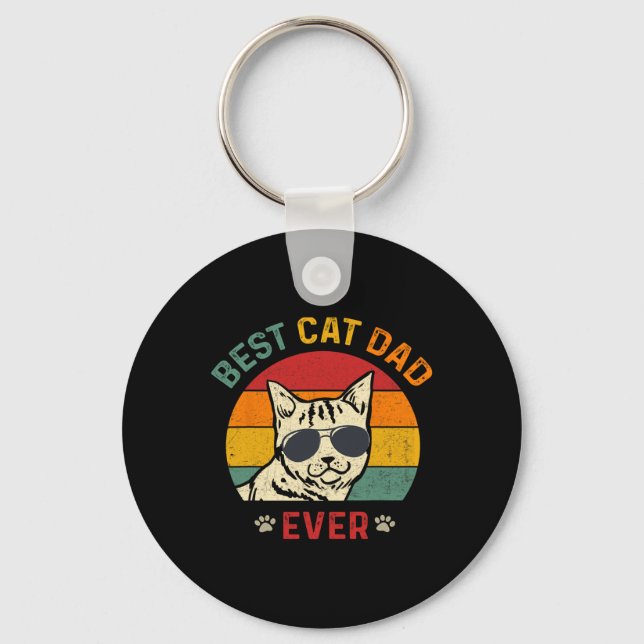 Cat Dad Ever Tee Funny Cat Daddy Father's Day 2024 Key Ring (Front)