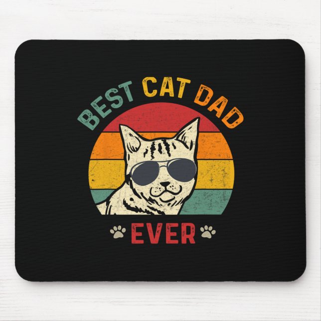 Cat Dad Ever Tee Funny Cat Daddy Father's Day 2024 Mouse Mat (Front)