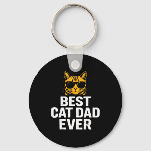 Cat Dad Ever Vintage Funny Cat Daddy Fathers Day Key Ring
