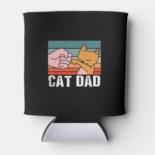 Cat dad | fathers day gift | Cat Retro Present Can Cooler (Front)