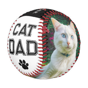 Cat Dad Father's Day Pet Photos Monogrammed Baseball