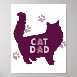 Cat Dad for Cat Lovers And Cat Owners Purple Poster