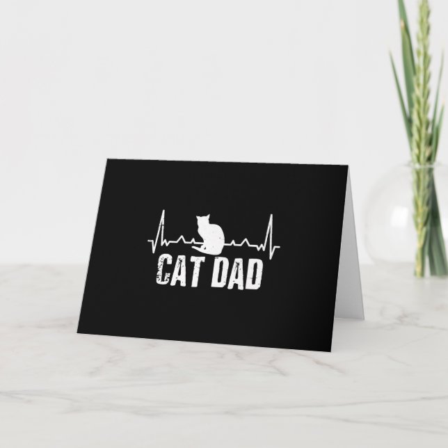 Cat Dad For Fathers Day | Heartbeat Cat Dad Lovers Holiday Card (Front)