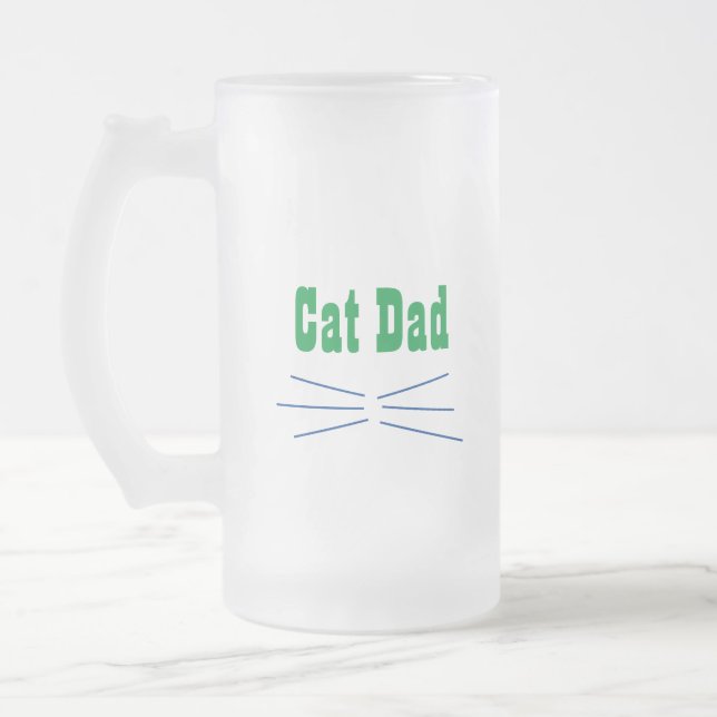 Cat Dad Frosted Glass Beer Mug (Left)