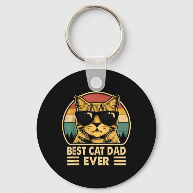 Cat Dad Funny Cat Dad Lover Fathers Day Cat Daddy Key Ring (Front)
