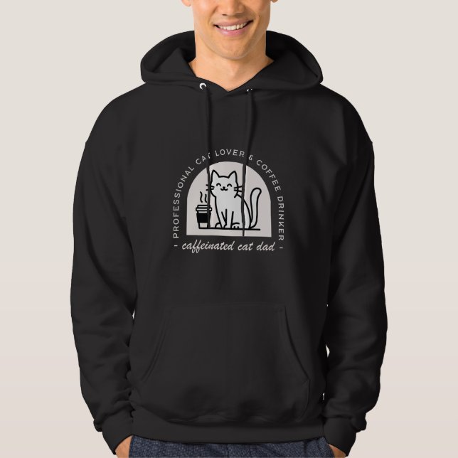 Cat dad funny coffee lover hoodie (Front)