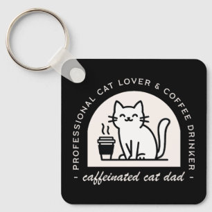 Cat dad funny coffee lovers men key ring