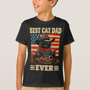 Cat dad funny gift vintage patriotic cowboy cat T-Shirt