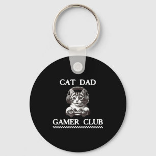 Cat Dad Gamer Club Funny Cat Lover Gaming Game Fat Key Ring