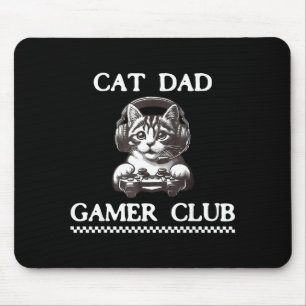 Cat Dad Gamer Club Funny Cat Lover Gaming Game Fat Mouse Mat