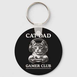 Cat Dad Gamer Club Video Games Gaming Cat Player F Key Ring