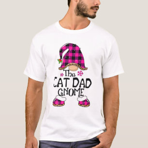 Cat Dad Gnome Buffalo Plaid Matching Family Christ T-Shirt
