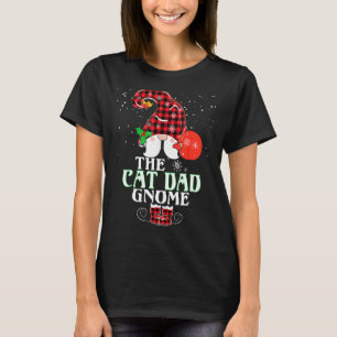 Cat Dad Gnome Buffalo Plaid Matching Family Christ T-Shirt