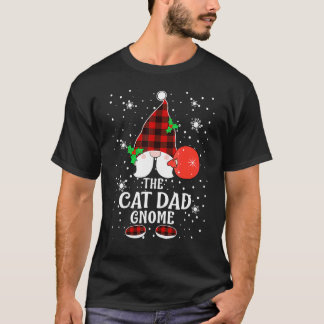 Cat Dad Gnome Buffalo Plaid Matching Family Christ T-Shirt