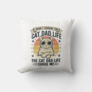 Cat Dad Life Vintage Engraving T-Shirt Design_1 Cushion