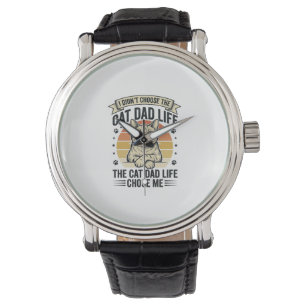 Cat Dad Life Vintage Engraving T-Shirt Design_1 Watch