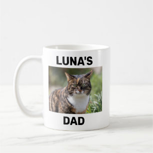 Cat Dad Modern Custom Cat Photo & Name Coffee Mug
