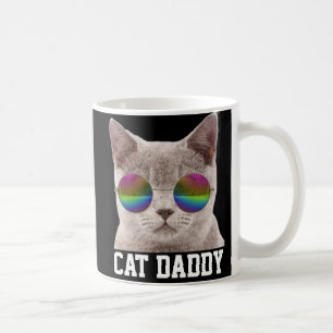 CAT DAD MULTI-COLORED SUNGLASSES GRAY CAT COFFEE MUG