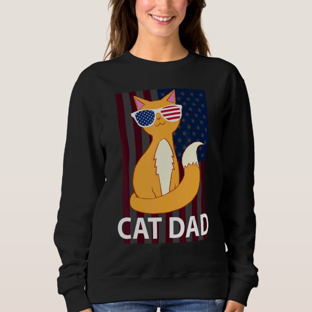 Cat Dad On A Flag Sweatshirt (Front)