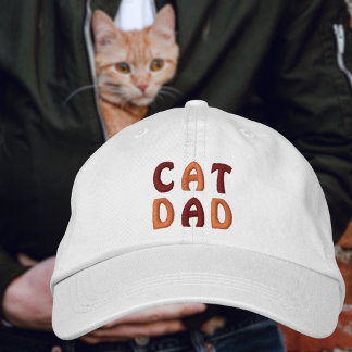 CAT DAD Orange and Brown Typography Embroidered Hat