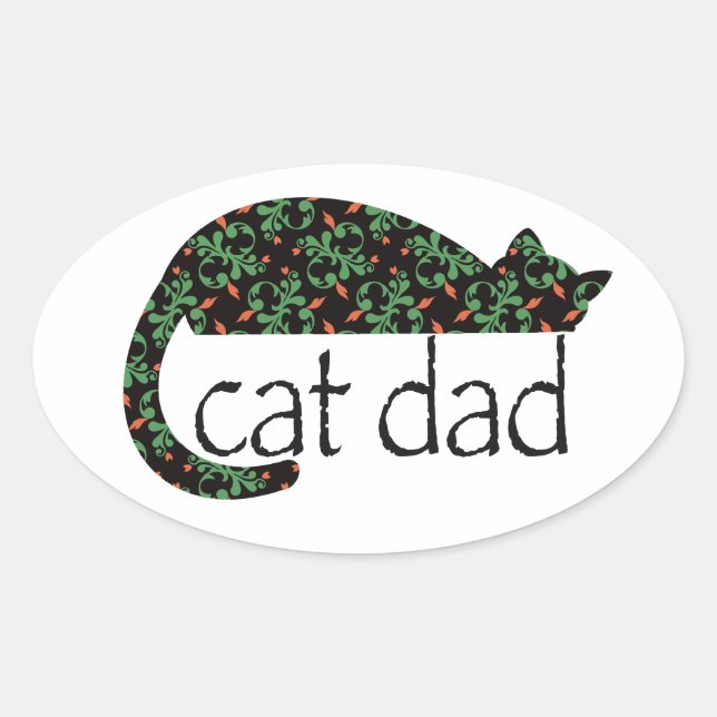 Cat Dad Oval Sticker (Front)