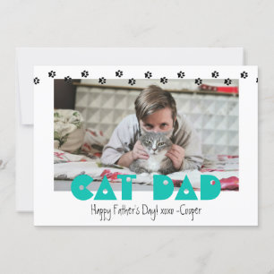 Cat Dad   Paw Prints   Custom Father's Day Holiday Card