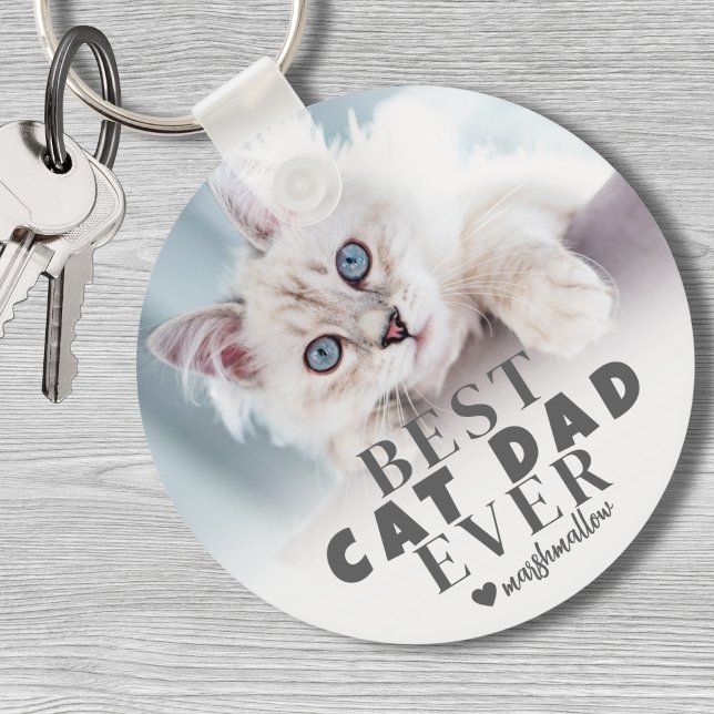 Cat Dad Personalised Pet Photo Key Ring (Cat Dad Personalized Pet Photo keychain)
