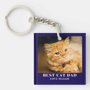Cat Dad Photo Personalised  Key Ring