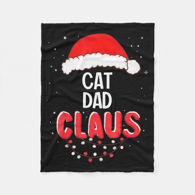 Cat Dad Santa Claus Christmas Matching Costume For Fleece Blanket (Front)
