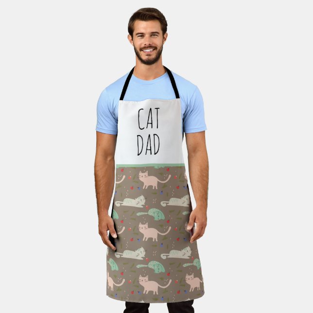 "Cat Dad" Simple Modern Farmhouse Apron (Worn)