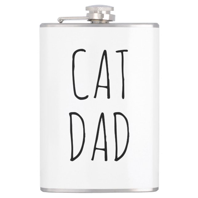 "Cat Dad" Simple Modern Farmhouse Hip Flask (Front)