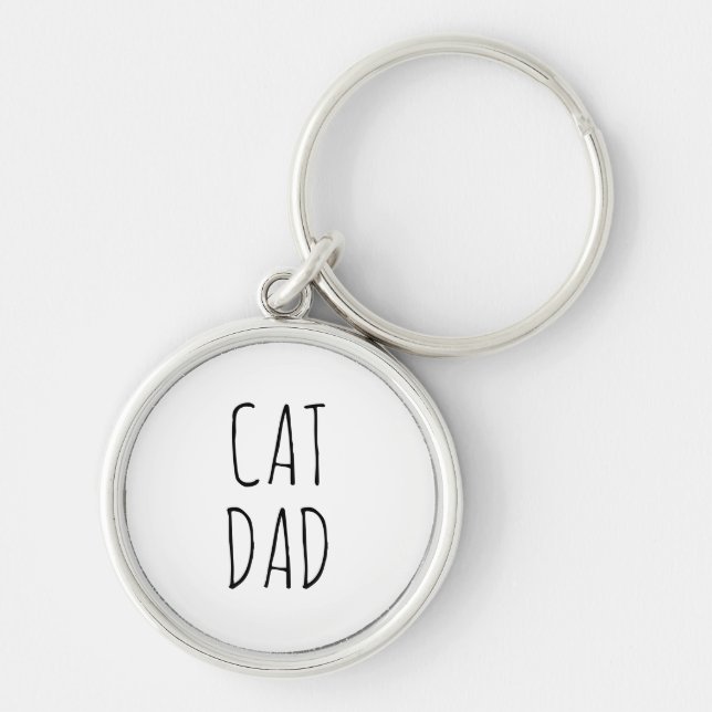 "Cat Dad" Simple Modern Farmhouse Key Ring (Front)
