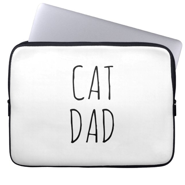"Cat Dad" Simple Modern Farmhouse Laptop Sleeve (Front)