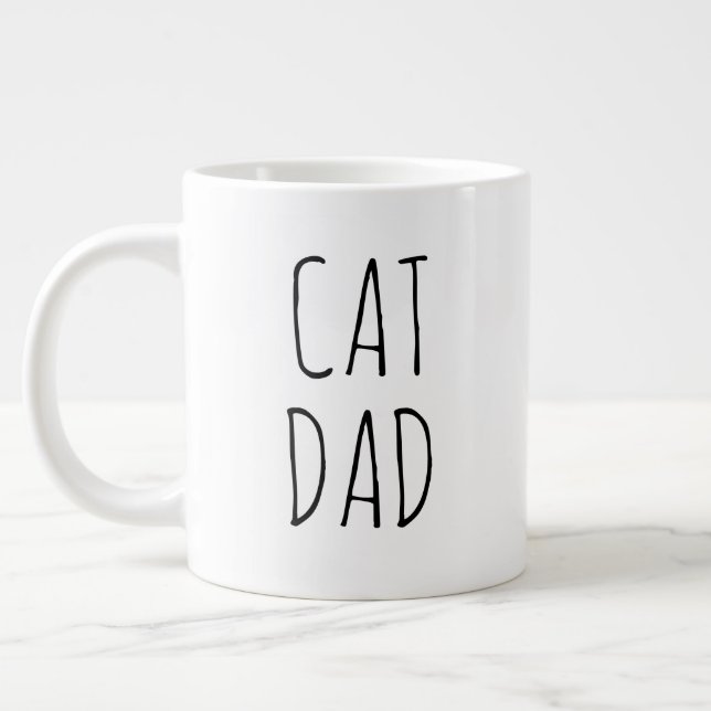 "Cat Dad" Simple Modern Farmhouse Large Coffee Mug (Left)