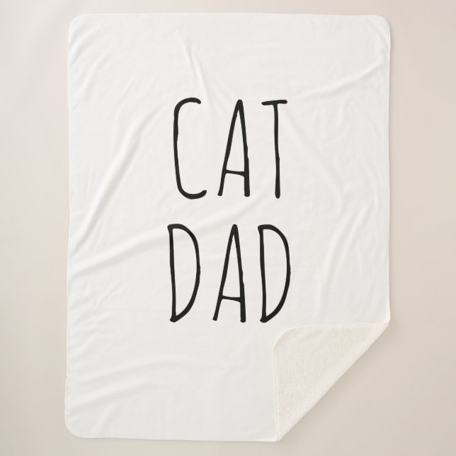 "Cat Dad" Simple Modern Farmhouse Sherpa Blanket (Front)