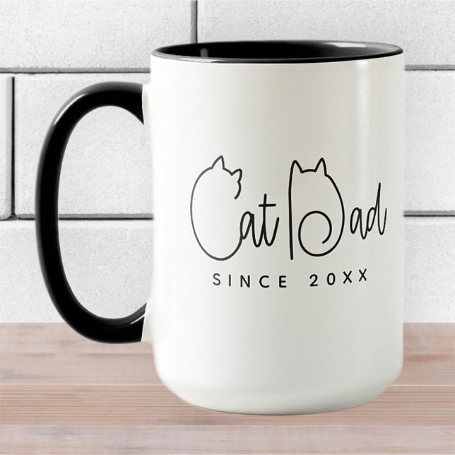 Cat Dad Since 20XX Modern Simple Playful Fun Mug (Creator Uploaded)