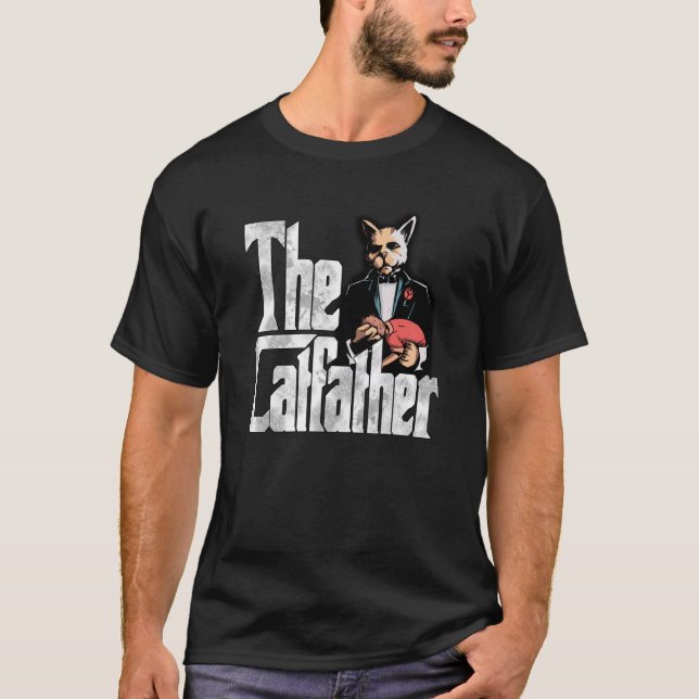 Cat Dad The Catfather Crazy Mafia Cat Father Kitty T-Shirt (Front)