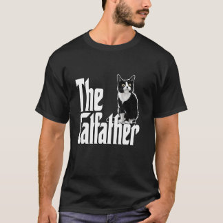Cat Dad The Catfather Cute Black and White Cat Fat T-Shirt