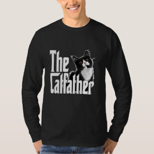 Cat Dad The Catfather Cute Black and White Cat Fat T-Shirt