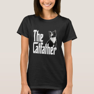 Cat Dad The Catfather Cute Black and White Cat Fat T-Shirt