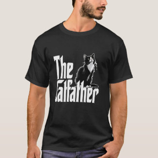 Cat Dad The Catfather Cute Black and White Cat Fat T-Shirt