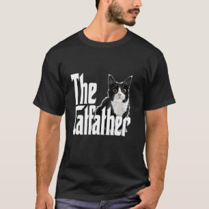 Cat Dad The Catfather Cute Black and White Cat Fat T-Shirt