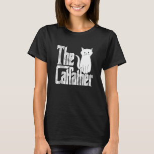 Cat Dad The Catfather Cute White Cat Father Kitty  T-Shirt