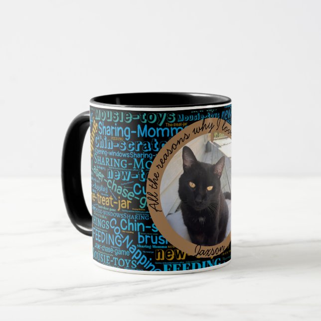 Cat Dad Valentine Photo and Word Cloud Mug (Front Left)