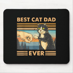 Cat dad vintage cat fist bump funny cat lover men mouse mat