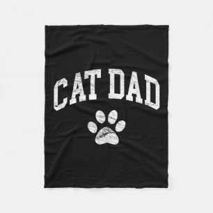 Cat Dad - Vintage Distressed Design - Funny Cat Pa Fleece Blanket