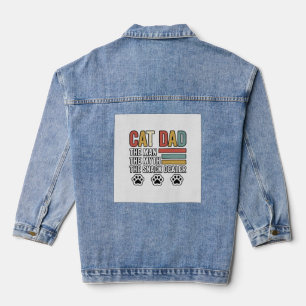 Cat Dad Vintage Funny Snack Dealer Shirt Design_1 Denim Jacket