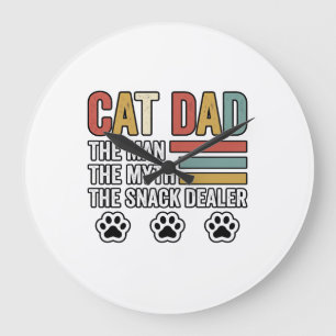 Cat Dad Vintage Funny Snack Dealer Shirt Design_1 Large Clock
